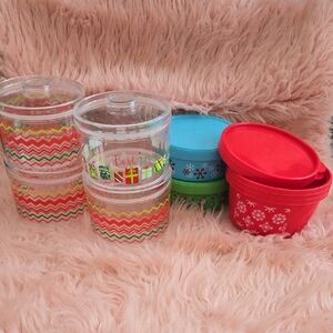 Festive Food Storage Container Set - Red, Green, Blue